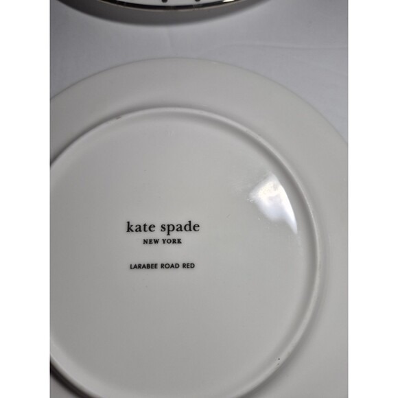 6 Kate Spade Lenox Polka Dot  3 Red And 3 Platinum  Appetizer Plates 5.75" - Picture 9 of 16